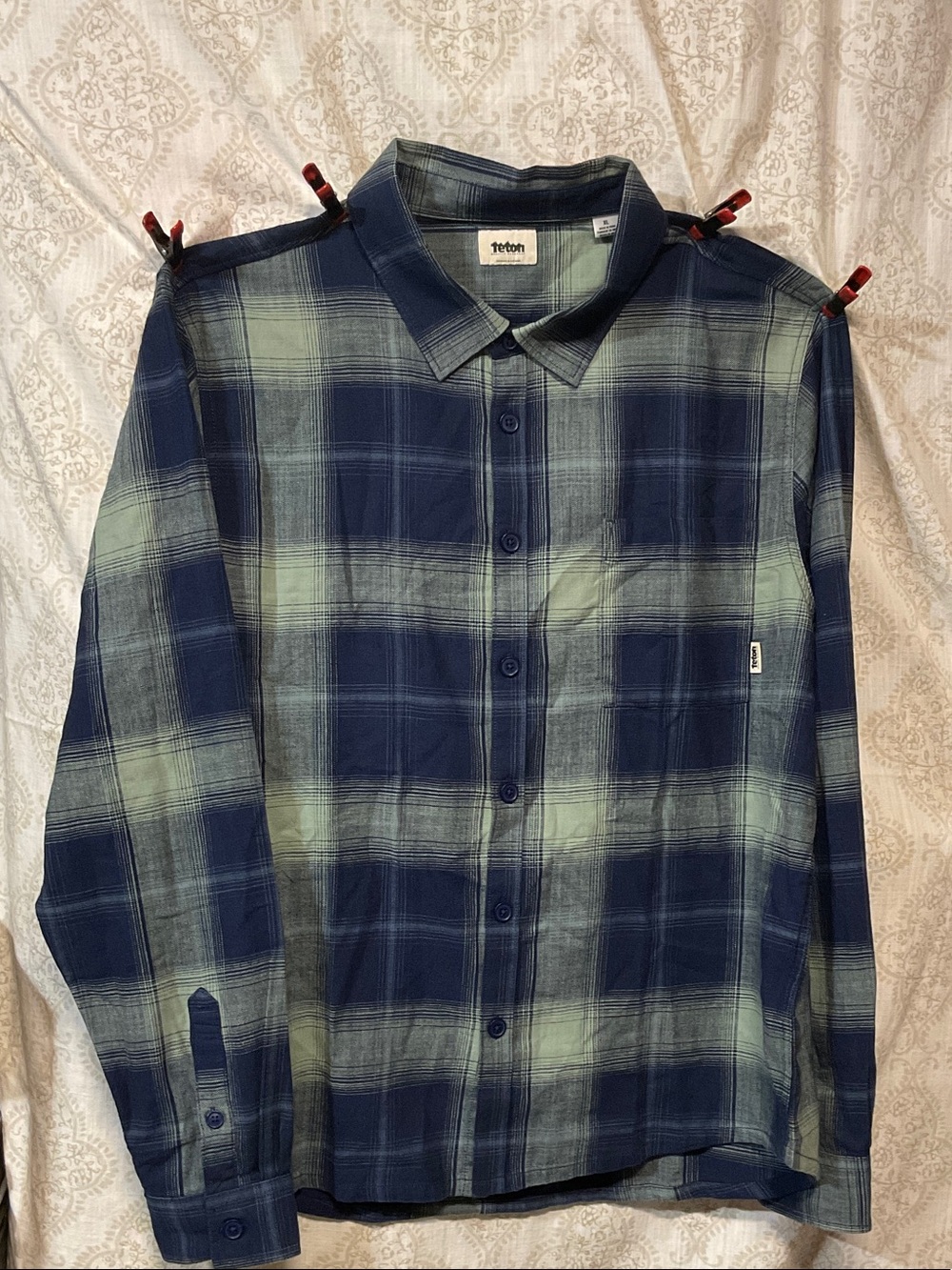 Teton Blue and Green Plaid Button-Down Shirt